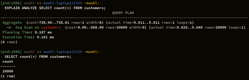 Query plans are automatically colorized, without interfering with normal queries