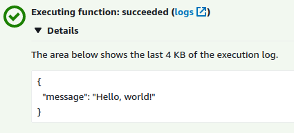 Successful execution of the Lambda